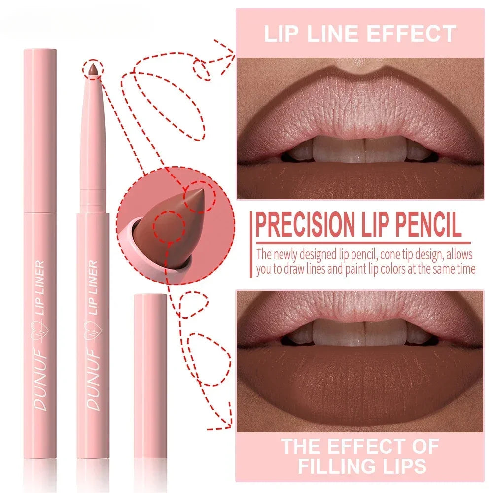1 Pièce Crayon à Lèvres à Pointe Effilée – Mat, Crémeux, Effet Repulpant, Waterproof, Slim, Longue Tenue, Teintes Nude et Marron