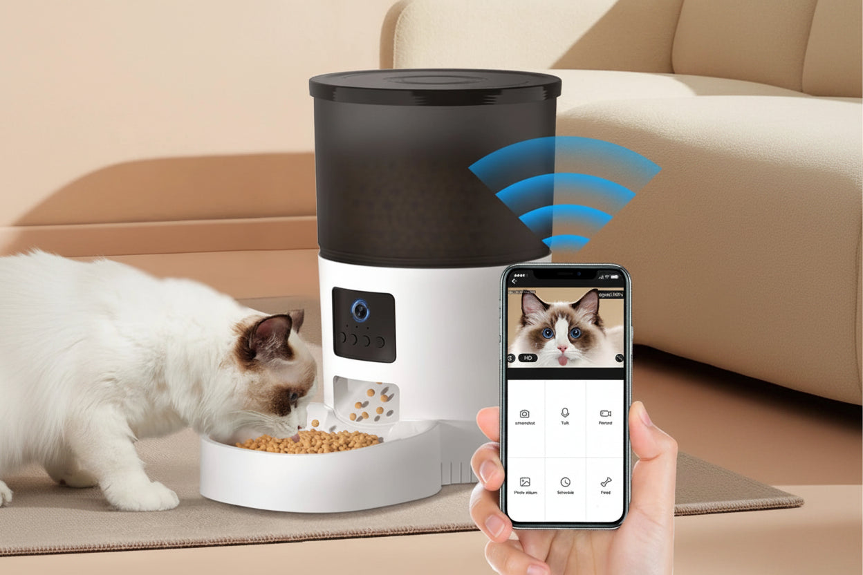 Smart Automatic Pet Feeder with Camera – Wi-Fi Food Dispenser for Cats & Dogs