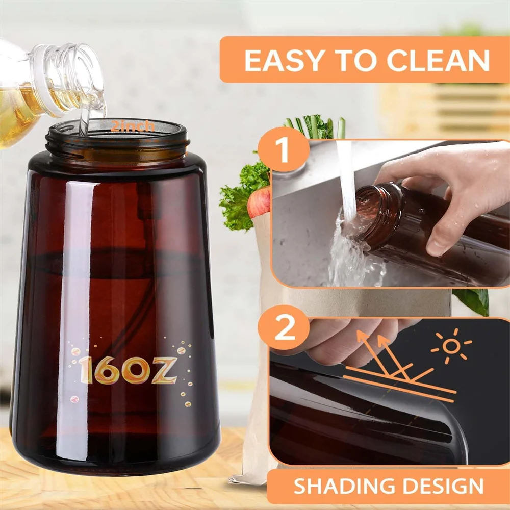 2-in-1 Glass Oil Dispenser & Sprayer – 470ml (16oz) Leakproof Olive Oil Bottle for Cooking, Air Fryer & BBQ
