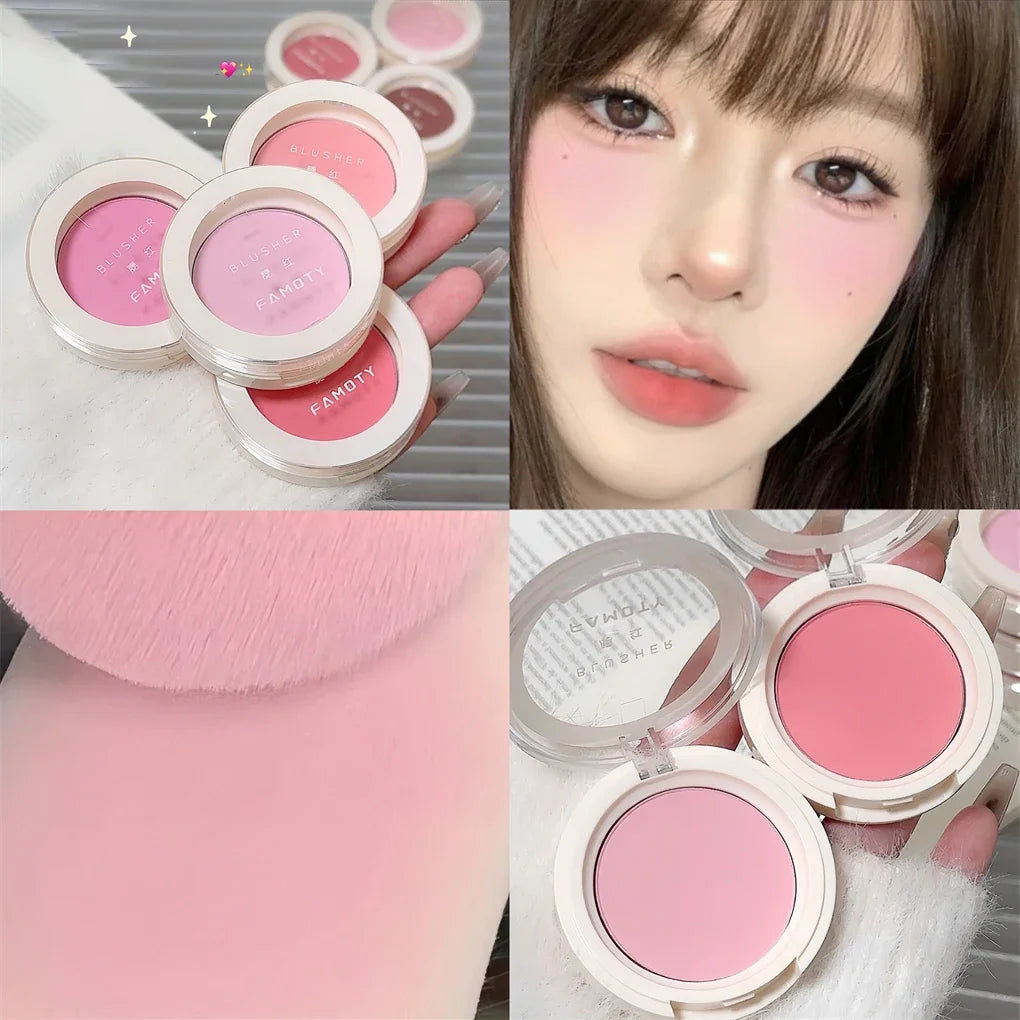 Palette de blush monochrome lait-pêche – Pigments minéraux pour le visage, poudre blush pour joues – Maquillage professionnel, contouring et blush rose