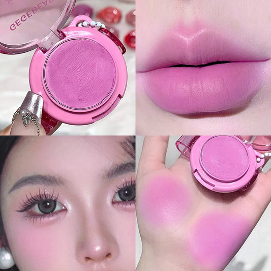 Blush Crème Mat Rose-Violet — Multi-usage pour Lèvres et Joues, Rouge à Lèvres Texture Boue, Blush Monochrome, Illumine le Visage, Application Facile, Maquillage Rouge