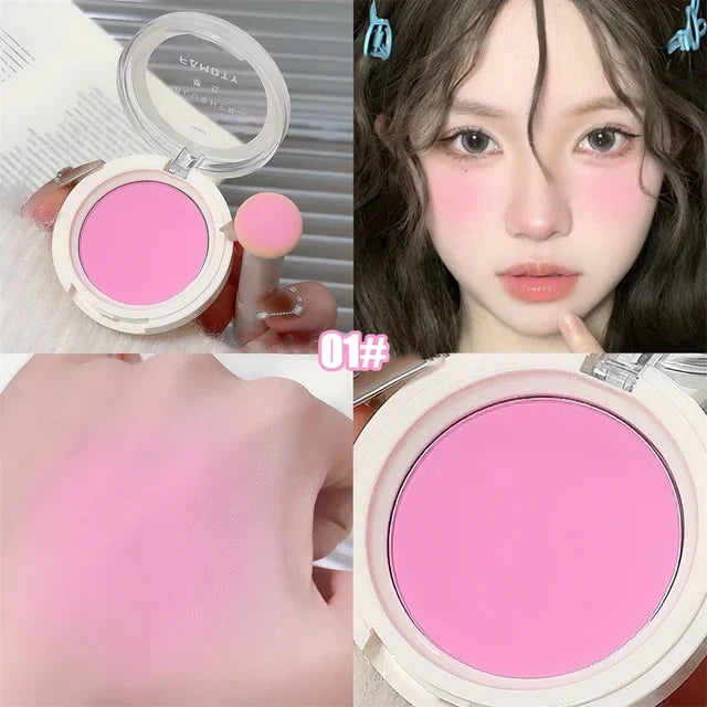 Palette de blush monochrome lait-pêche – Pigments minéraux pour le visage, poudre blush pour joues – Maquillage professionnel, contouring et blush rose