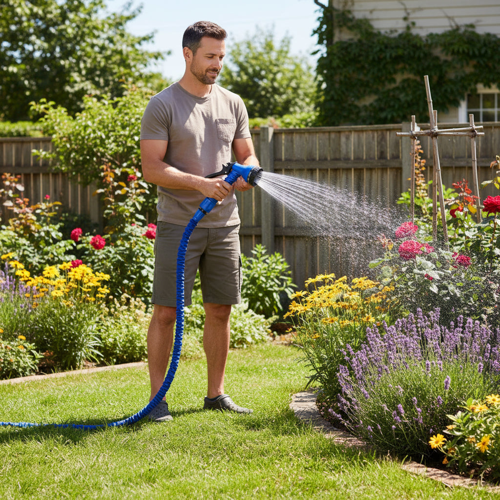 Expandable Magic Garden Hose – Flexible Water Hose with 7-Function Spray Gun
