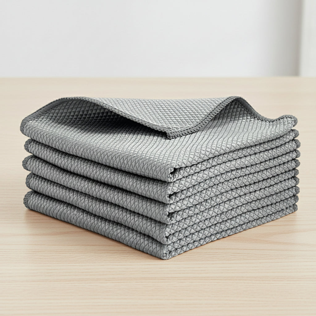 Microfiber Fish Scale Glass Cleaning Cloth – Lint-Free Absorbent Cleaning Towel