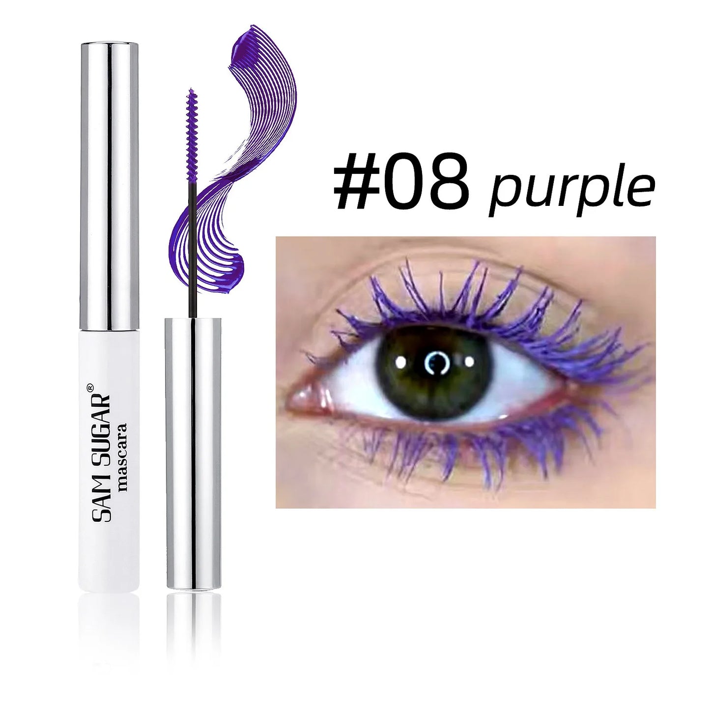 Mascara fibres de soie coloré brosse ultra-fine allongeant cils waterproof séchage rapide vert et rose