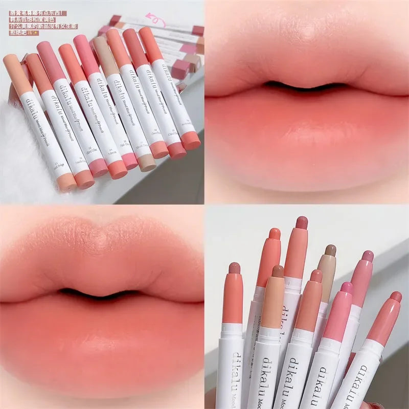 Crayon à Lèvres Mat Waterproof – Nude et Corail Rose, Contour, Longue Tenue, Anti-Transfert, Maquillage des Lèvres