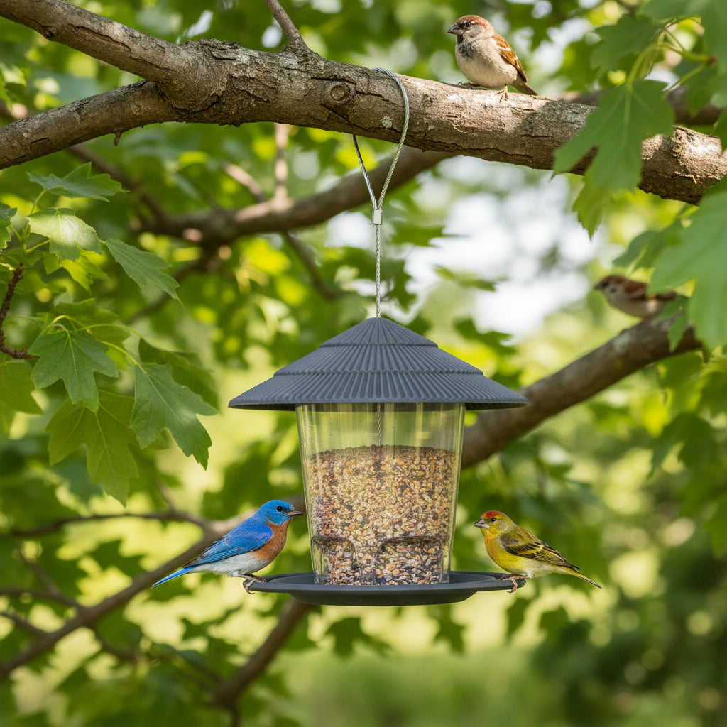 Hanging Bird Feeder – Multi-Port Outdoor Seed & Nut Feeding Station