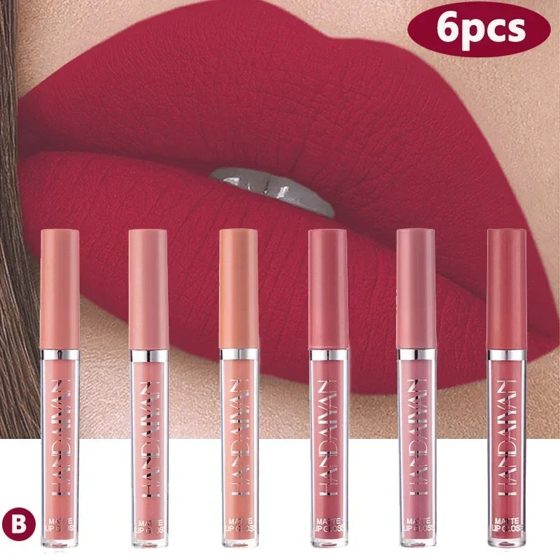 Coffret  1 ou 6 pièces — Rouge à lèvres mat coréen pour femmes | Waterproof et longue tenue | Non collant, tenue durable | Maquillage lèvres élégant