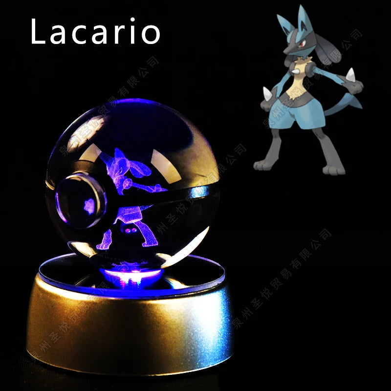 3D Pokémon Crystal Ball Night Light – Pikachu, Gengar & Mewtwo LED Glass Lamp