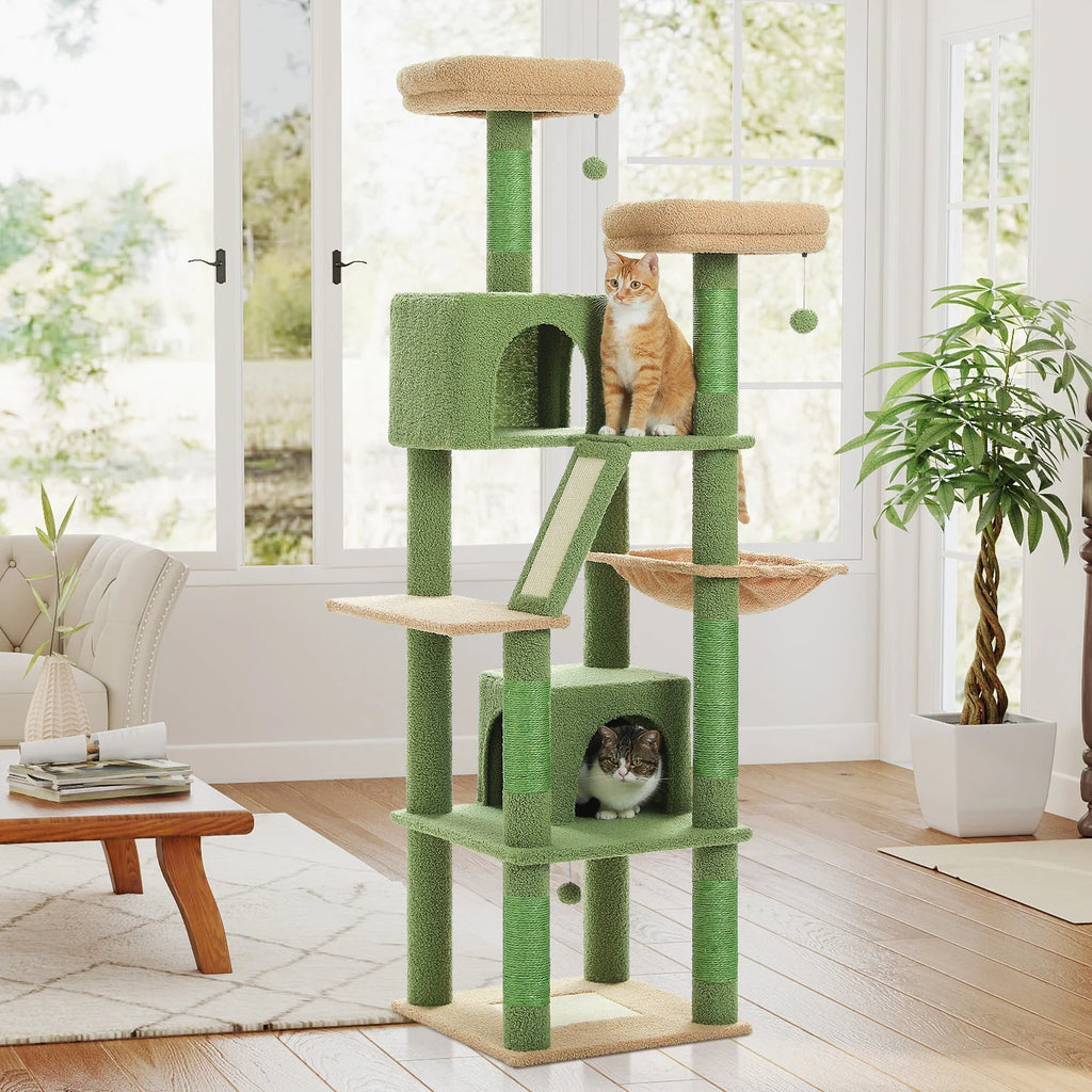 Multi-Level Cat Tree Tower – Cat Condo, Hammock & Scratching Activity Center