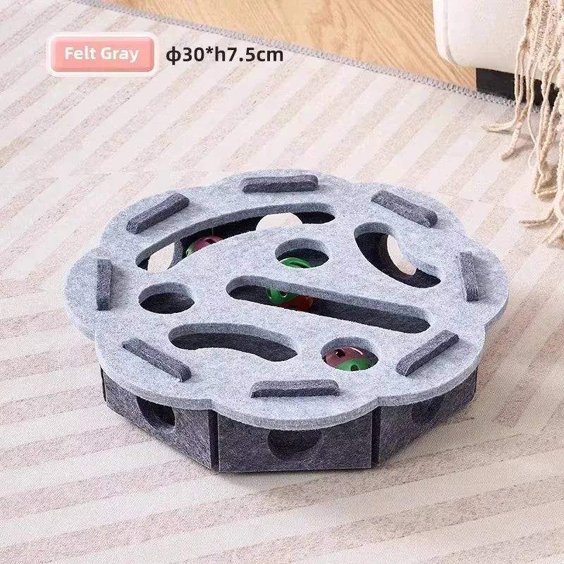 Felt Cat Puzzle Box with Ball – Interactive Hunting & Exercise Toy