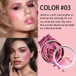 Blush 3D pétale de rose – Maquillage et highlighter, résistant à l’eau et longue tenue – Poudre visage en forme de fleur, blush style rose