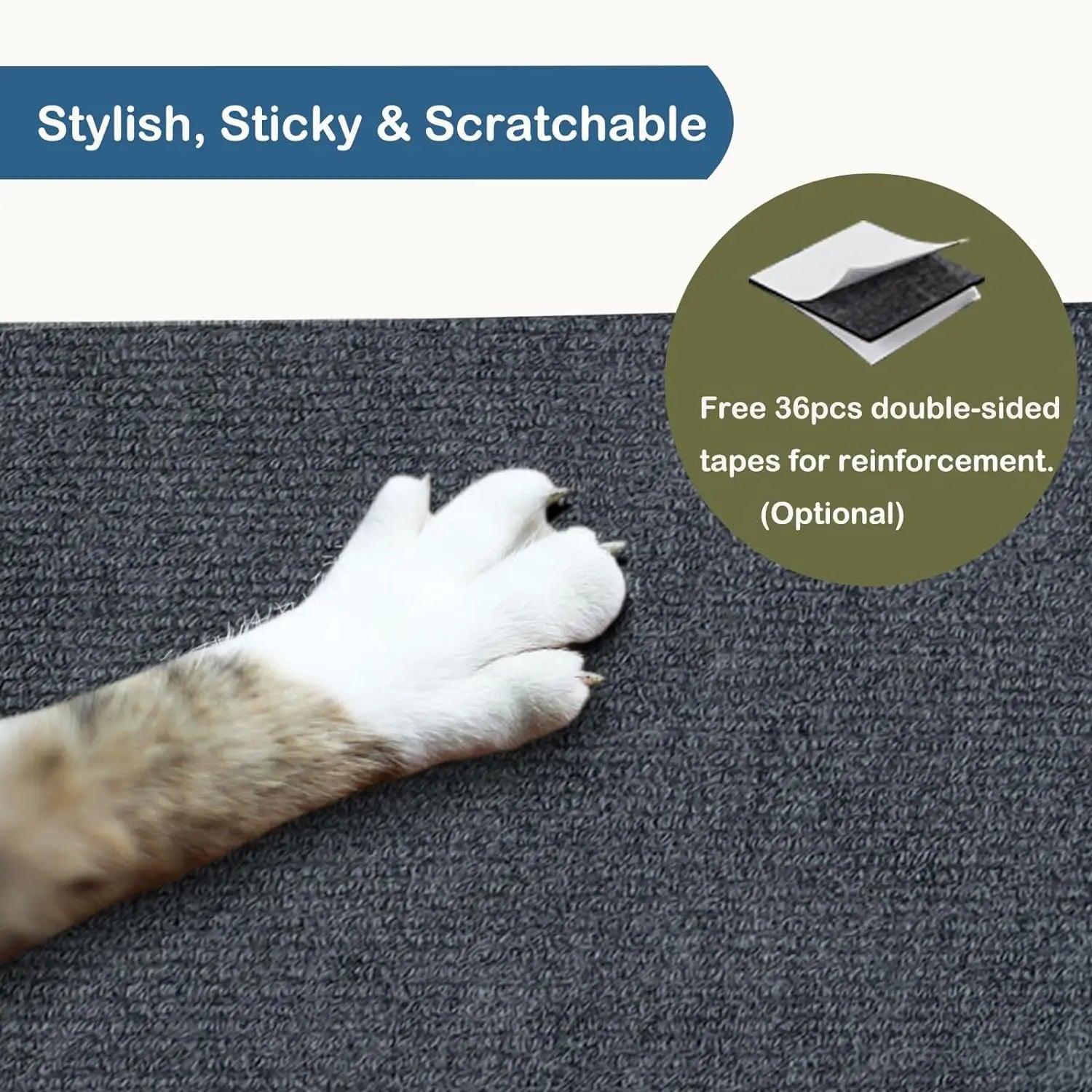 Self-Adhesive Cat Scratch Protector – Trimmable Furniture & Wall Protection Mat