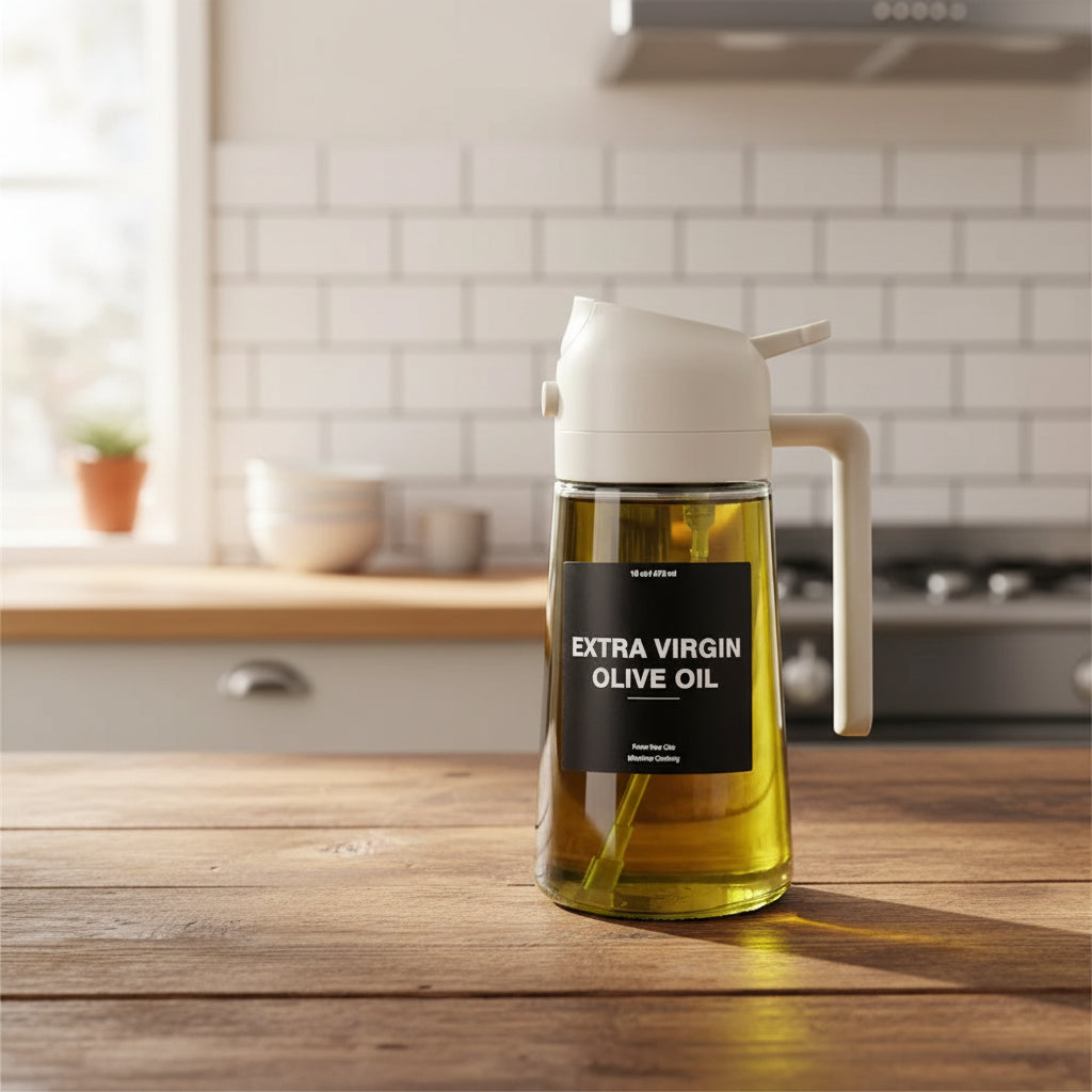 470ml 2-in-1 Oil Sprayer for Cooking – Olive Oil Dispenser & Spray Bottle with Thick Glass Design