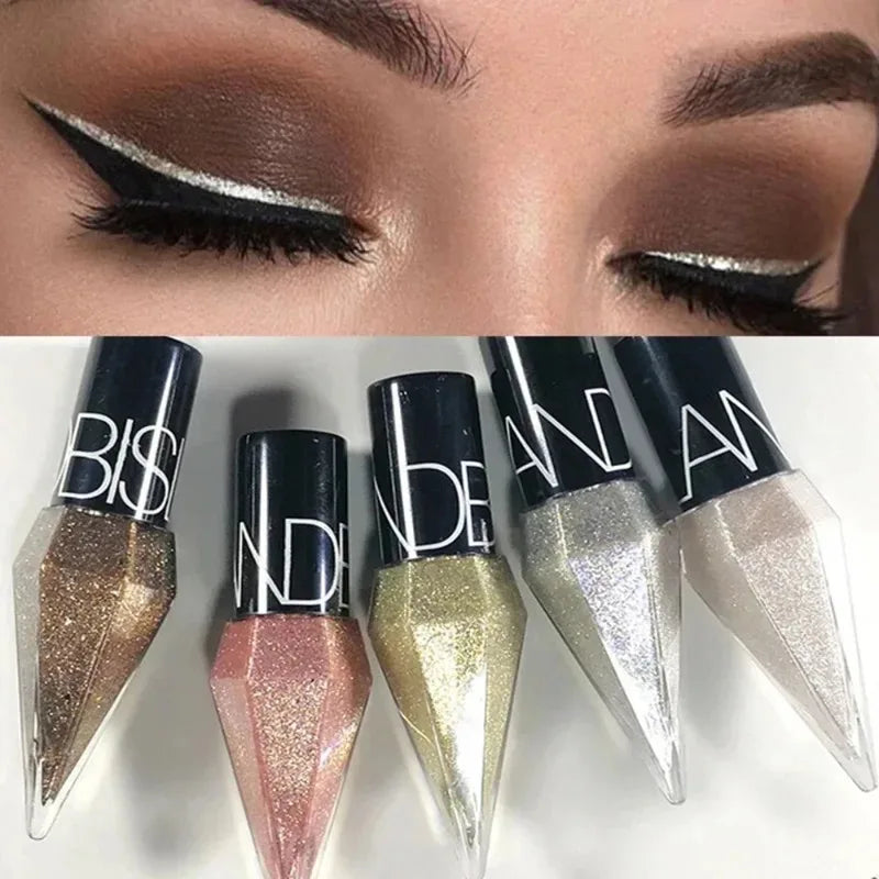 Eyeliner pailleté scintillant – fard à paupières waterproof, argent, or rose, couleurs brillantes et éclatantes pour un maquillage glamour