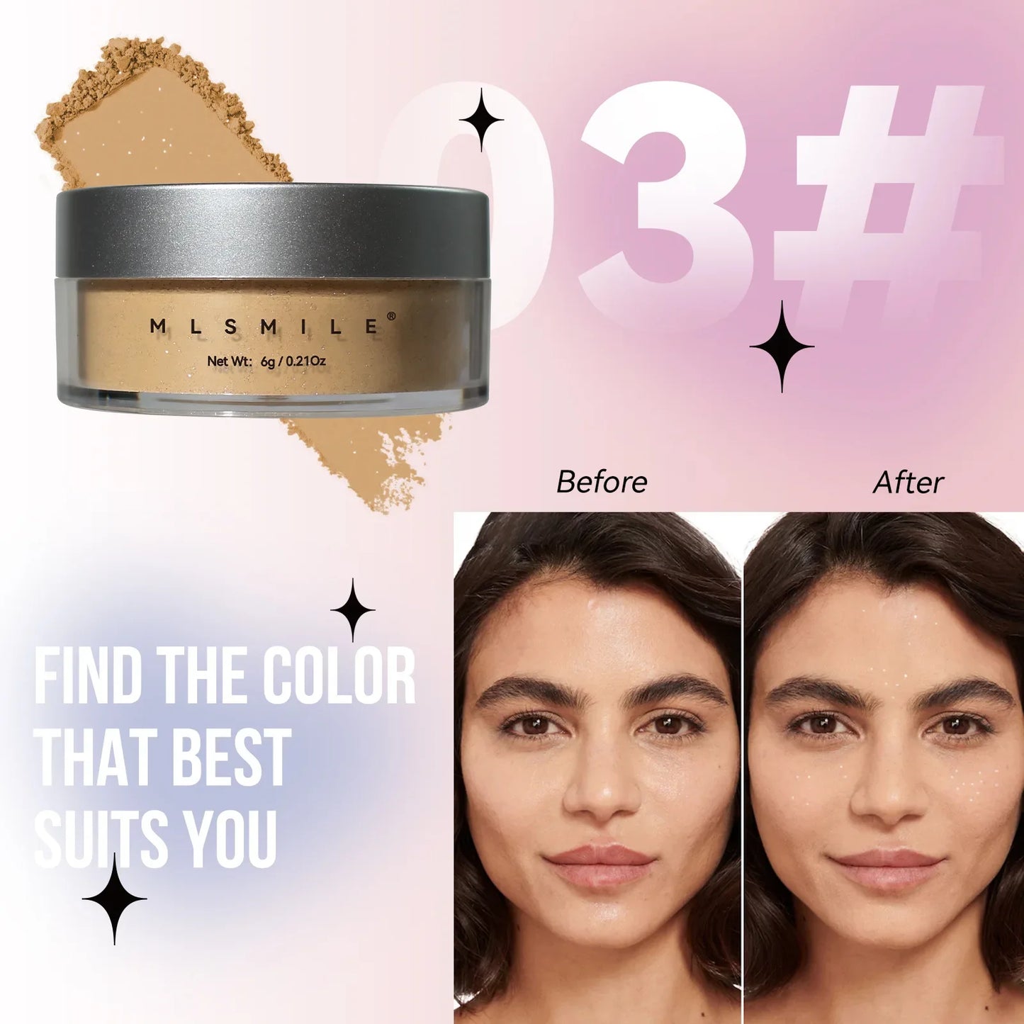 Poudre fixante pailletée rose – 4 couleurs, longue tenue, contrôle de l’huile, nacrée, naturelle, poudre libre mate et scintillante, maquillage, cosmétique