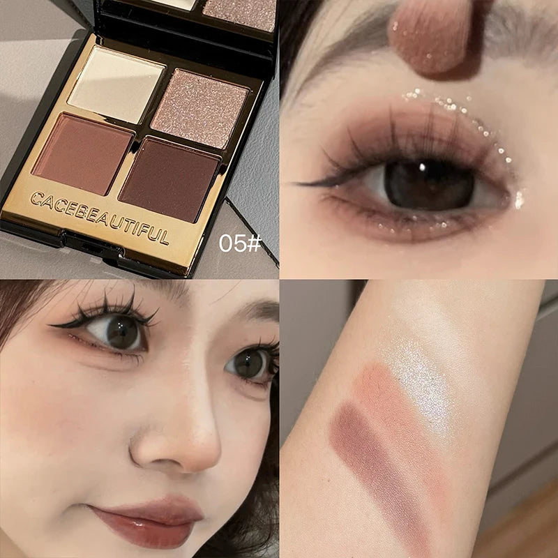 Palette fards à paupières  4 couleurs, gris fumé et noir, mats et nacrés pailletés, pigments lumineux, longue tenue