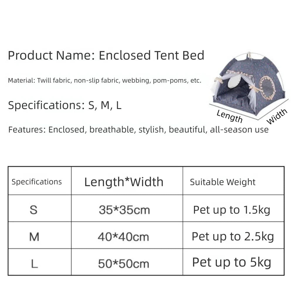 Foldable Princess Pet Bed – Floral Cat & Dog Tent House with Removable Cushion