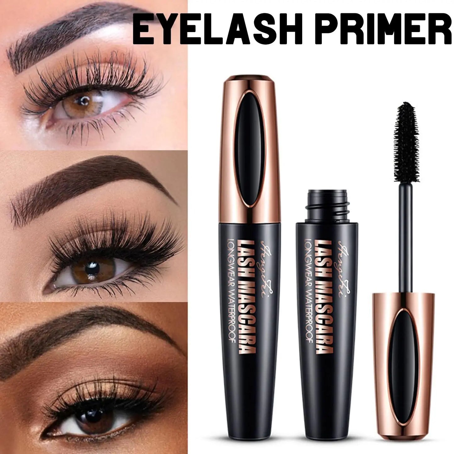 Mascara 4D fibres de soie recourbant waterproof cils noirs épais extensions longue tenue