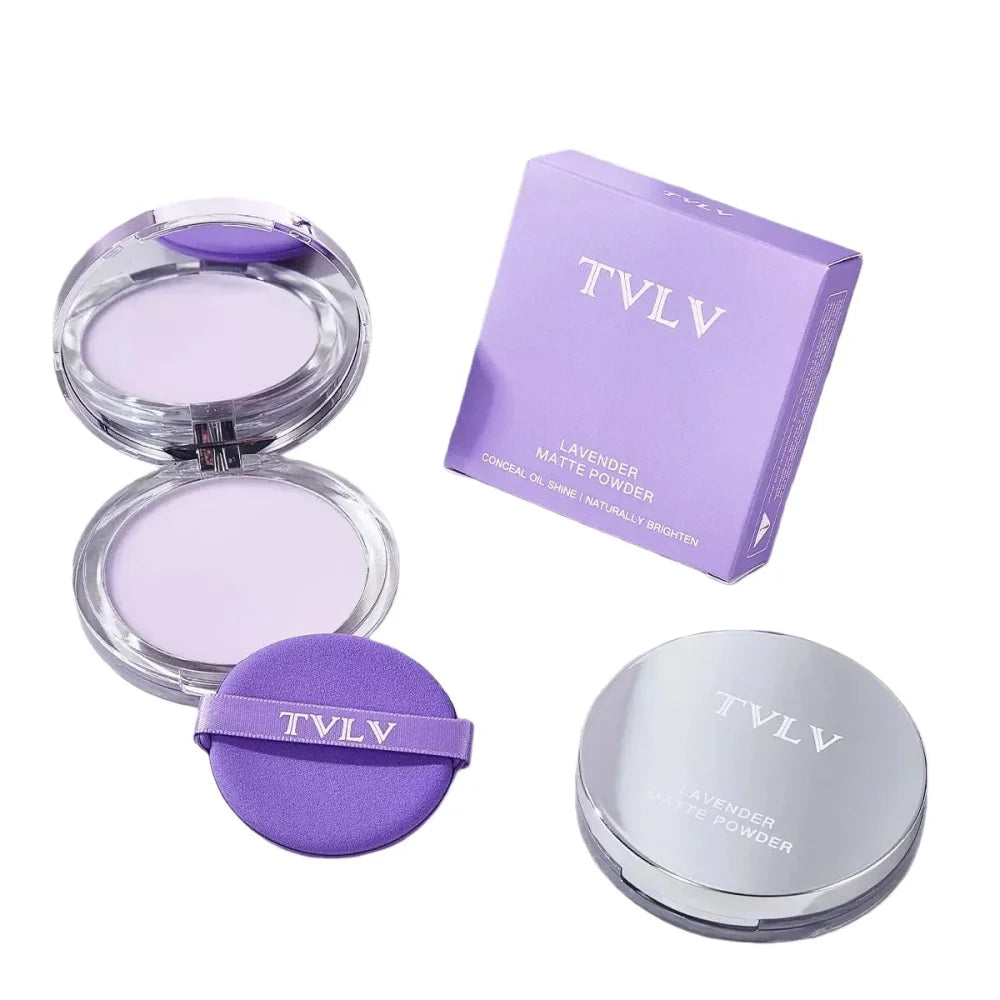 1PC Poudre pressée lavande – Matte, longue tenue, contrôle de l’huile, couvrance totale, poudre compacte pour le visage, maquillage, cosmétiques