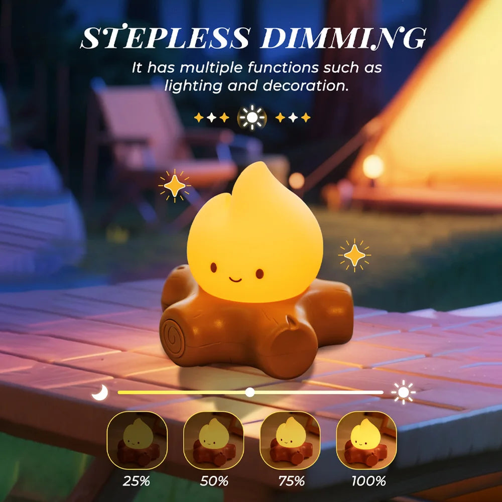 Campfire Night Light with White Noise – Cozy LED Atmosphere Lamp for Kids & Bedroom Decor