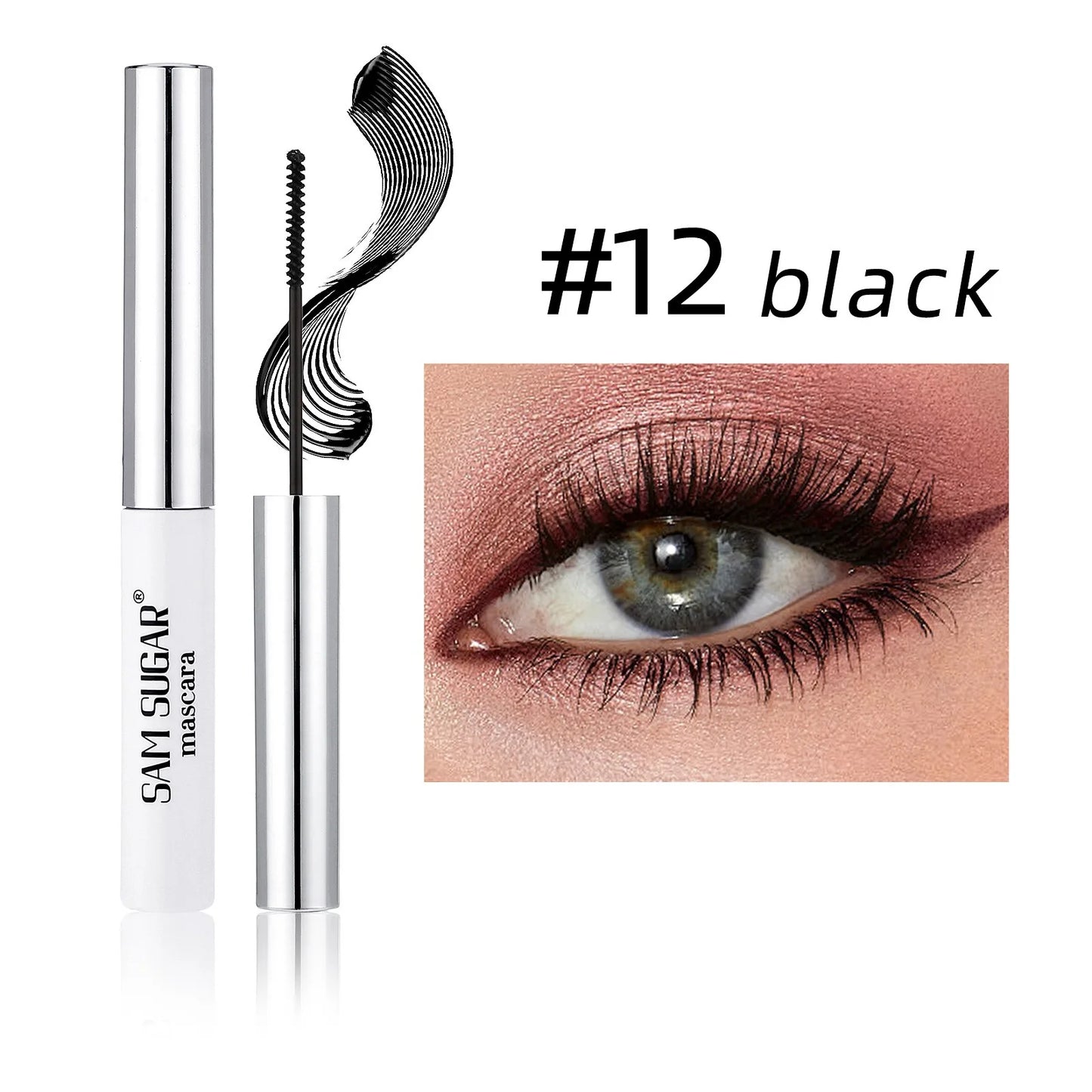 Mascara fibres de soie coloré brosse ultra-fine allongeant cils waterproof séchage rapide vert et rose