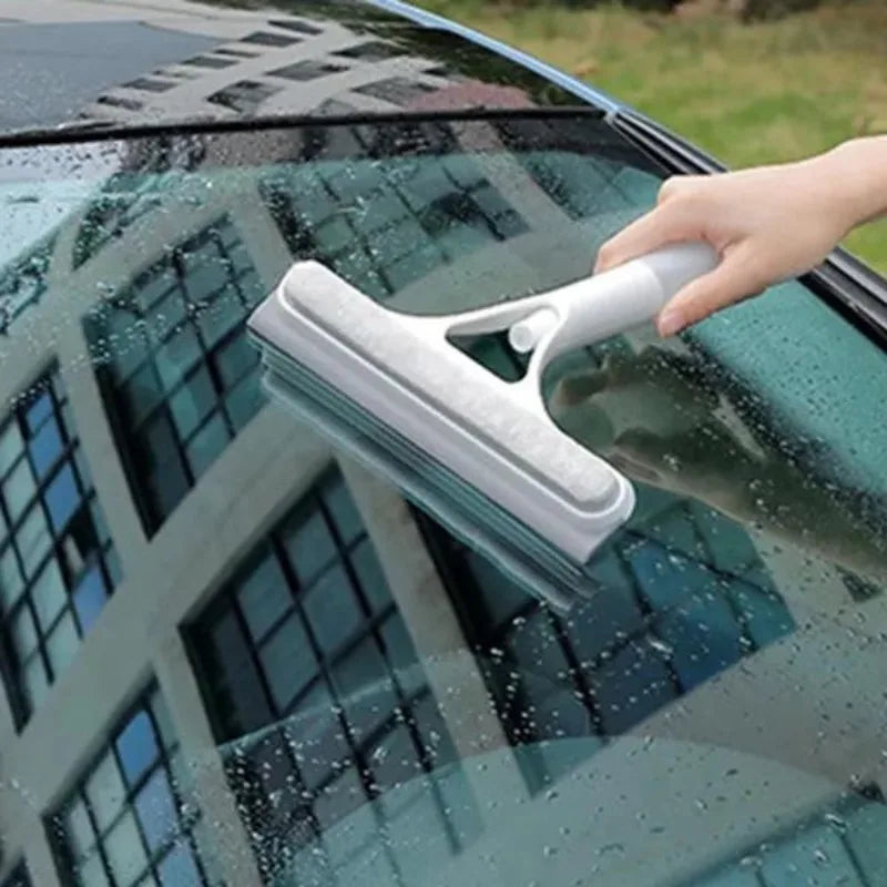 Multi-Function Window Cleaning Brush – Spray Glass Wiper with Rubber Scraper