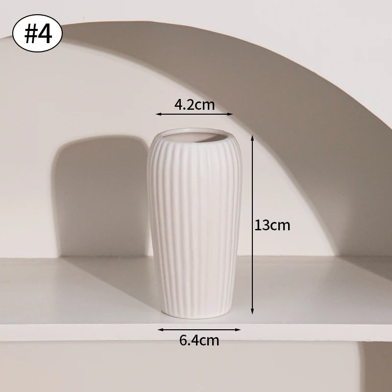 Modern Nordic Ceramic Vase – Minimalist White Flower Vase for Home & Office Decor