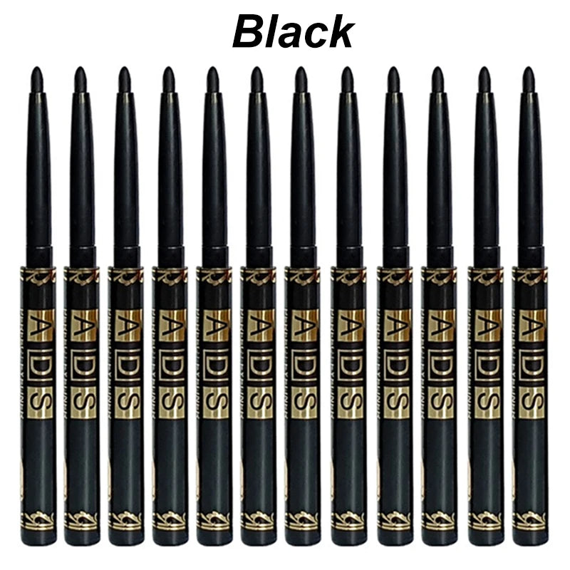Crayons Eyeliner Noir Waterproof — disponible en 1/2/5/12 pcs, longue tenue, facile à appliquer, gel mat anti-bavures pour un maquillage des yeux intense