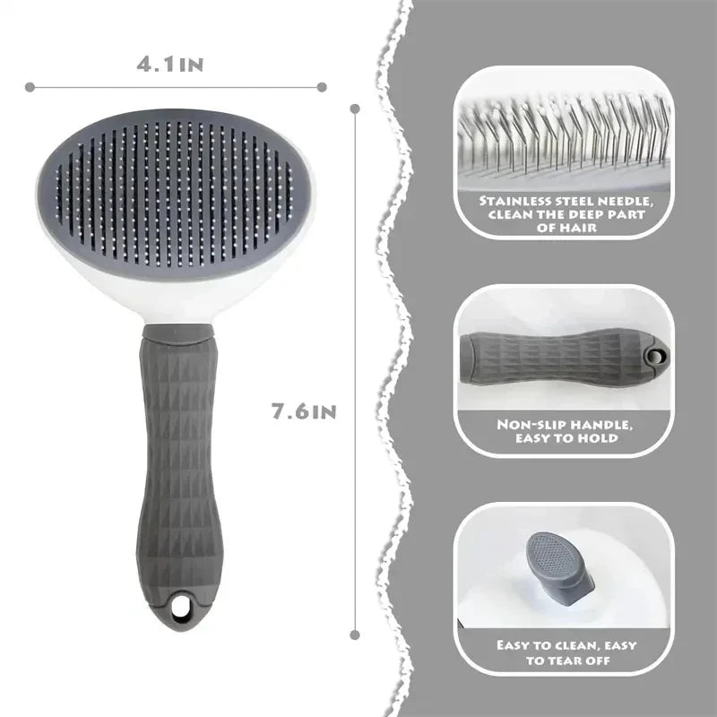 Self-Cleaning Pet Brush – Grooming & Deshedding Comb for Dogs and Cats