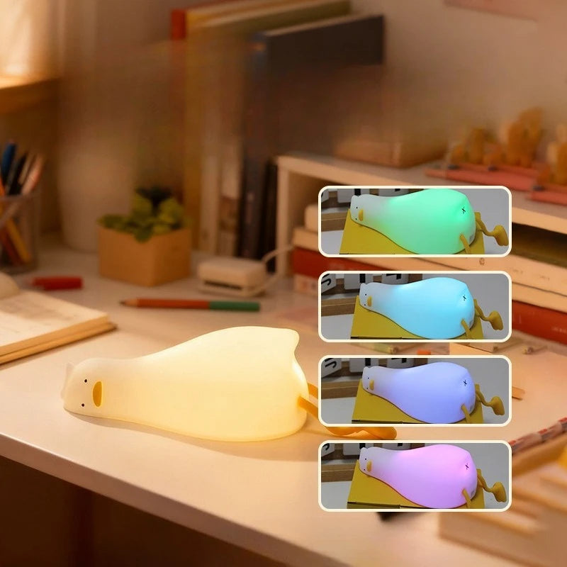 Cute LED Duck Night Light – Rechargeable Touch Silicone Lamp for Kids & Bedroom Decor