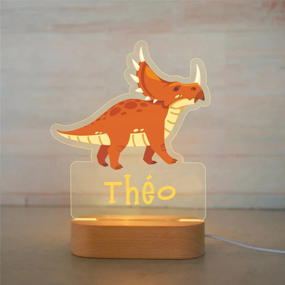 Personalized Animal Night Light with Custom Name – Acrylic LED Lamp for Kids' Bedrooms