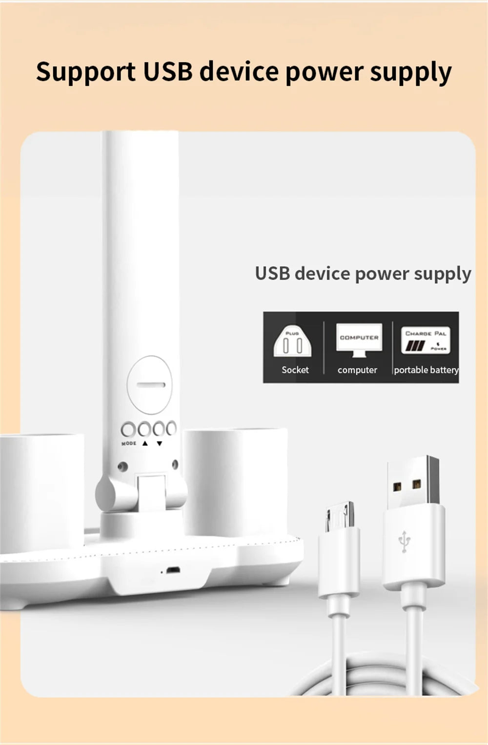 LED Desk Lamp with Clock & Temperature Display – USB Rechargeable Touch Control Reading Light