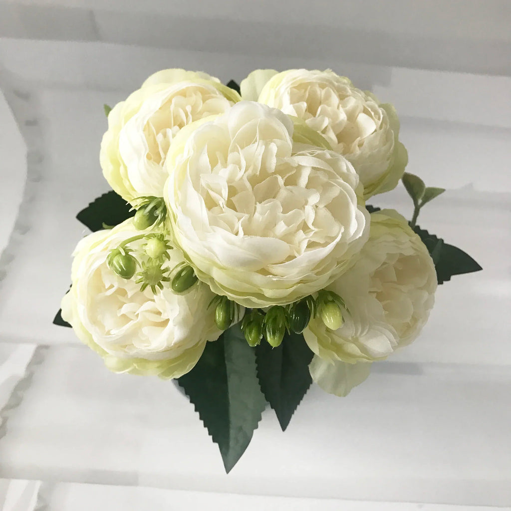 30CM Silk Peony Bouquet – Artificial Pink Flowers for Home & Wedding Décor