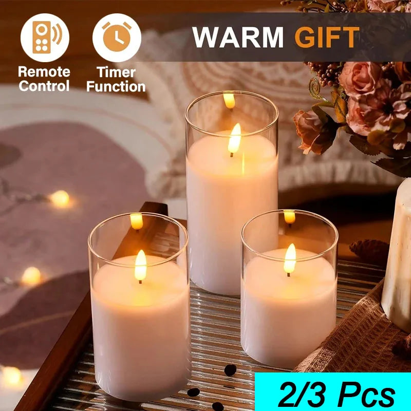 LED Flameless Candles with Remote & Timer – Flickering Acrylic Glass Candle Lights