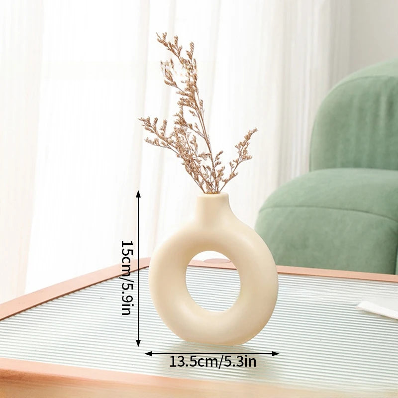 Modern White Decorative Vase – Minimalist Flower Vase for Home & Table Decor