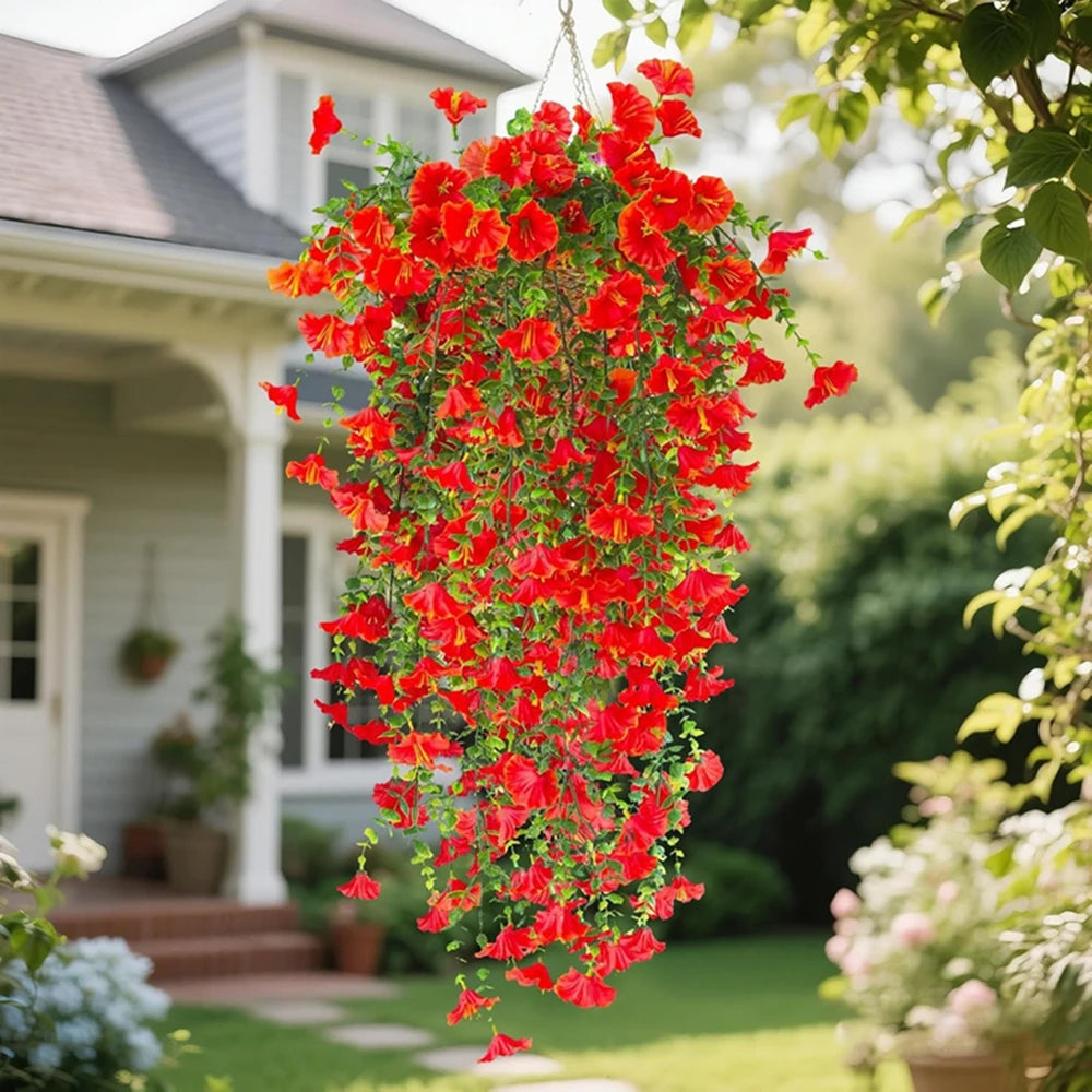 Artificial Morning Glory Flower Vine – Decorative Hanging Floral Garland