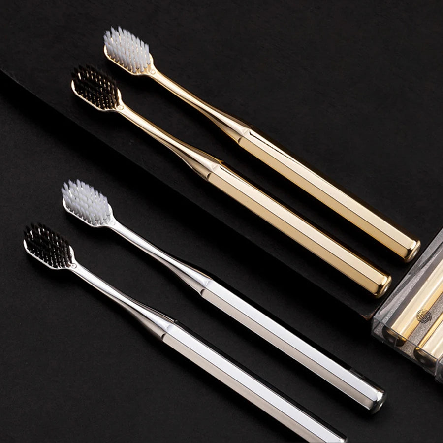 2-Pack Luxury Soft Bristle Toothbrush Set – Roman Column Handle Design