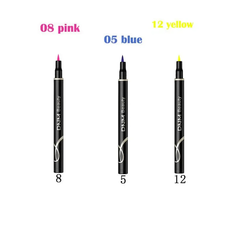 Set 12 Crayons Eyeliner Liquide – Waterproof, Facile à Appliquer, Mat, Couleurs Bleu, Rouge, Vert, Blanc, Or et Marron
