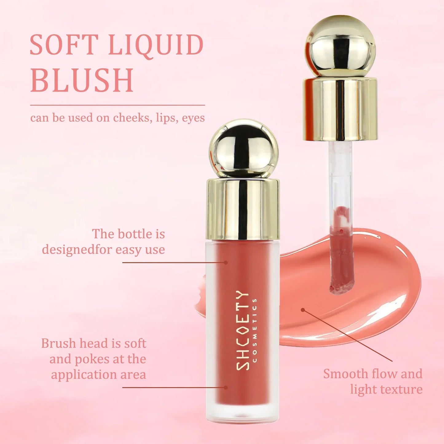 Blush liquide mat – Pigment visage et ombre à paupières longue tenue, texture crème – Teinte orange pêche naturelle pour un maquillage éclatant