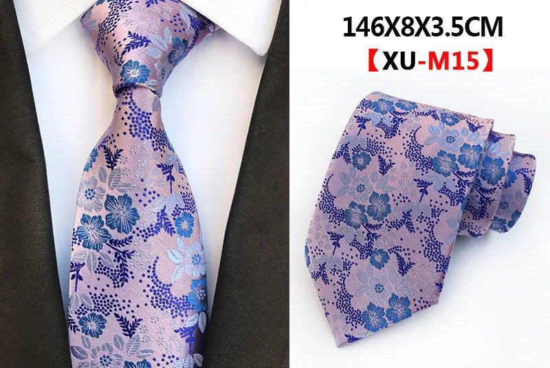 Cravate Homme en Soie 8 cm – Motif Floral Vert et Bleu, Jacquard, pour Costume, Mariage, Fête, Affaires, Cravate Formelle et Cadeau