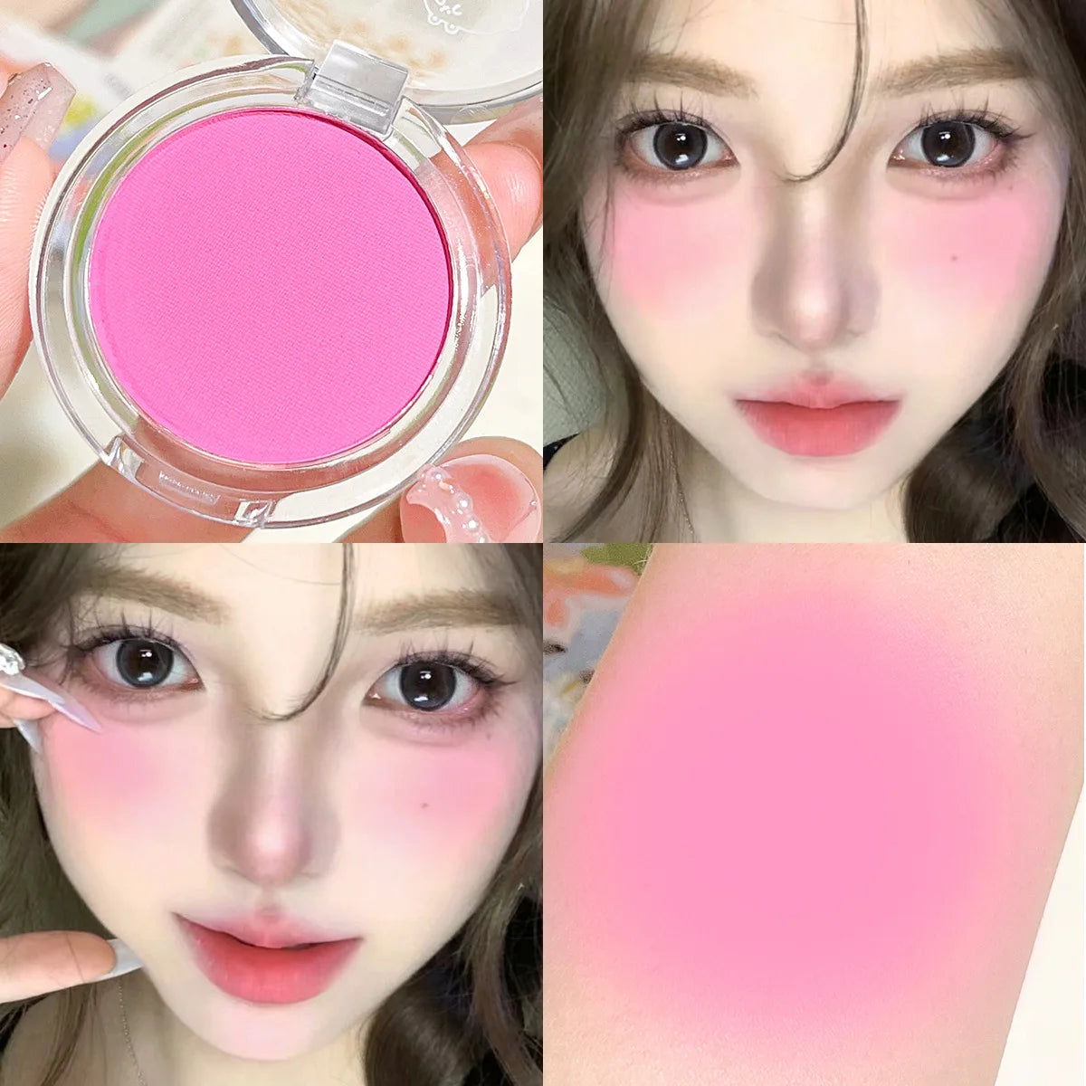 Blush mono couleur mat – Teinte naturelle pour les joues, illumine le visage, waterproof – Contouring, poudre blush, maquillage féminin