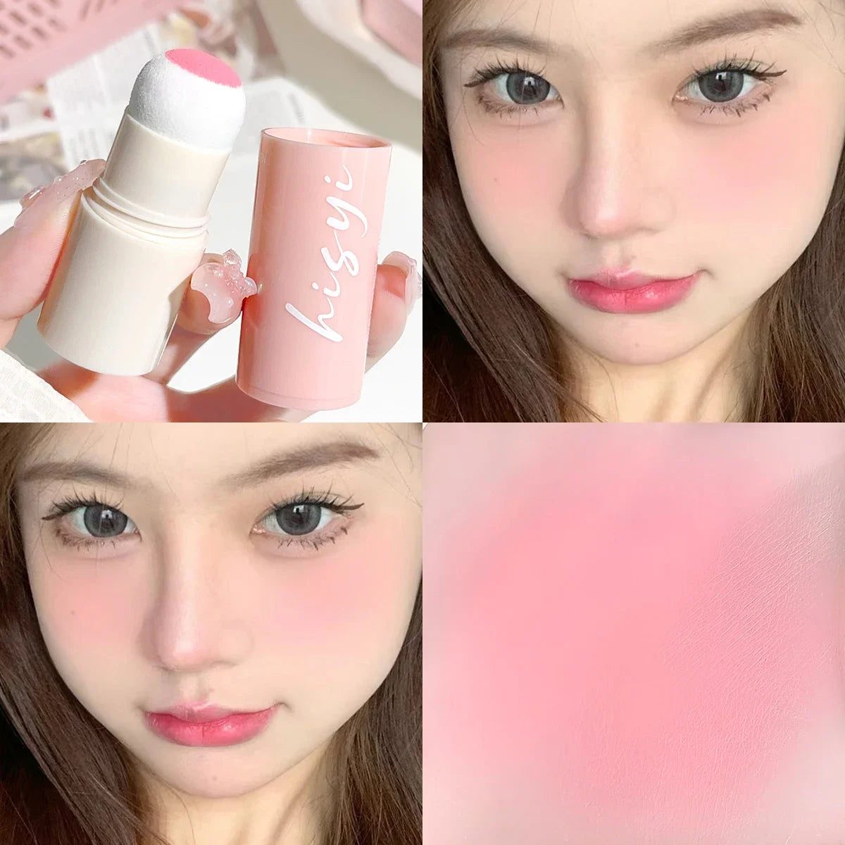 Stick Blush Velours Rose – Fini Mat Naturel, Imperméable, Utilisable sur les Lèvres et les Joues, Maquillage Portable et Facile à Appliquer