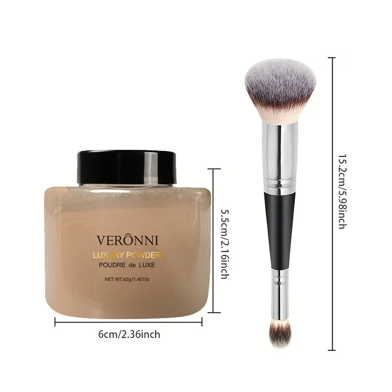 Poudre banana longue tenue – Finition mate sans brillance, contrôle de l’huile, translucide, légère, poudre libre fixante avec pinceau