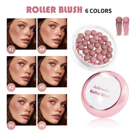 Blush Sphérique à Rouleau avec Pinceau — Maquillage Naturel, Longue Tenue, Fini Perlé, Pour Joues et Contour du Visage, Cosmétiques pour Femmes