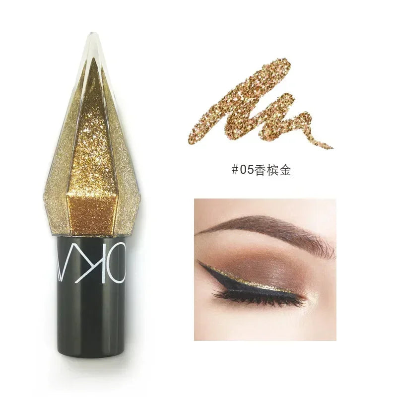 Eyeliner pailleté scintillant – fard à paupières waterproof, argent, or rose, couleurs brillantes et éclatantes pour un maquillage glamour