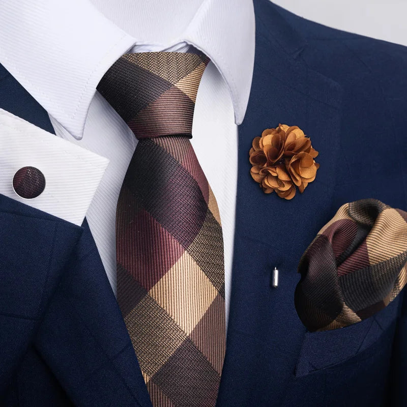 « Set Cravate Homme 8 cm – Bleu Floral avec Pochette & Boutons »