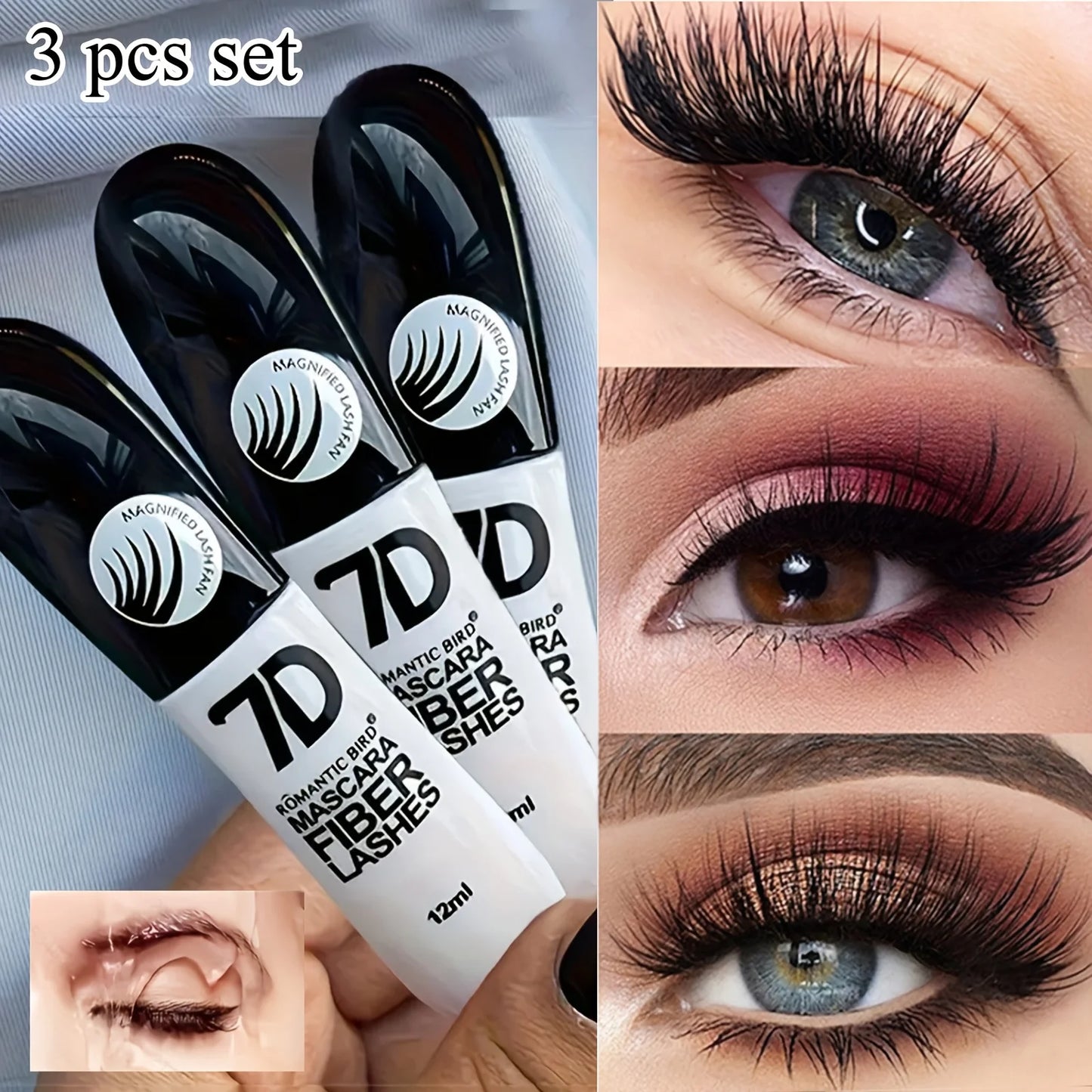 **« Set 1/2/3 mascaras 7D – Waterproof, recourbant et longue tenue »**