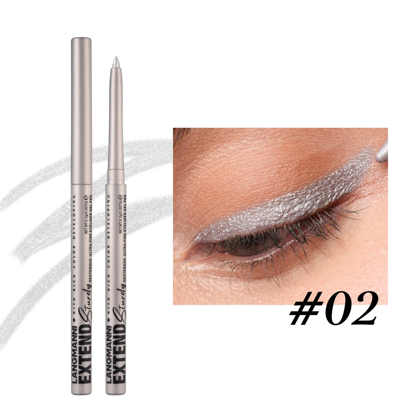 Crayon Eyeliner Gel Mat Pailleté — bleu et violet, lisse, waterproof, séchage rapide, longue tenue, maquillage des yeux