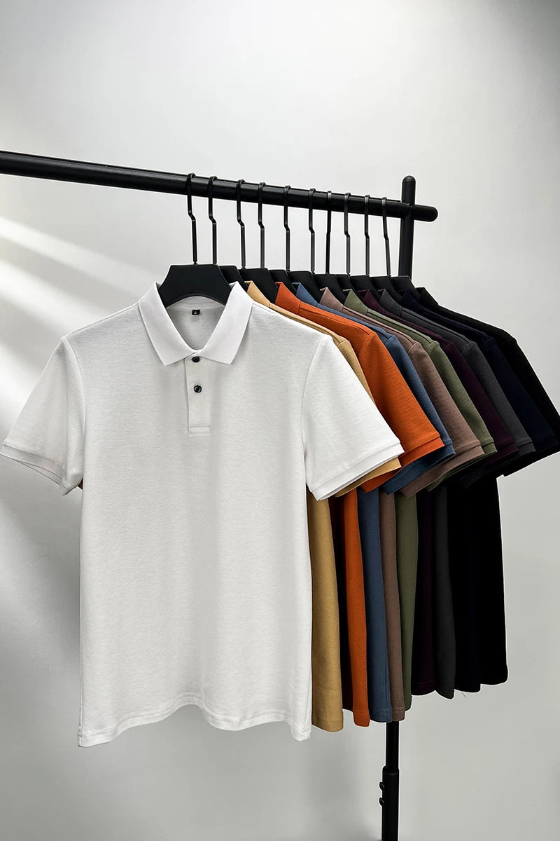 Polo à manches courtes pour hommes, 100% pur coton, mode d'été, classique, couleur unie, confortable, golf, T-shirt style décontracté, offre spéciale